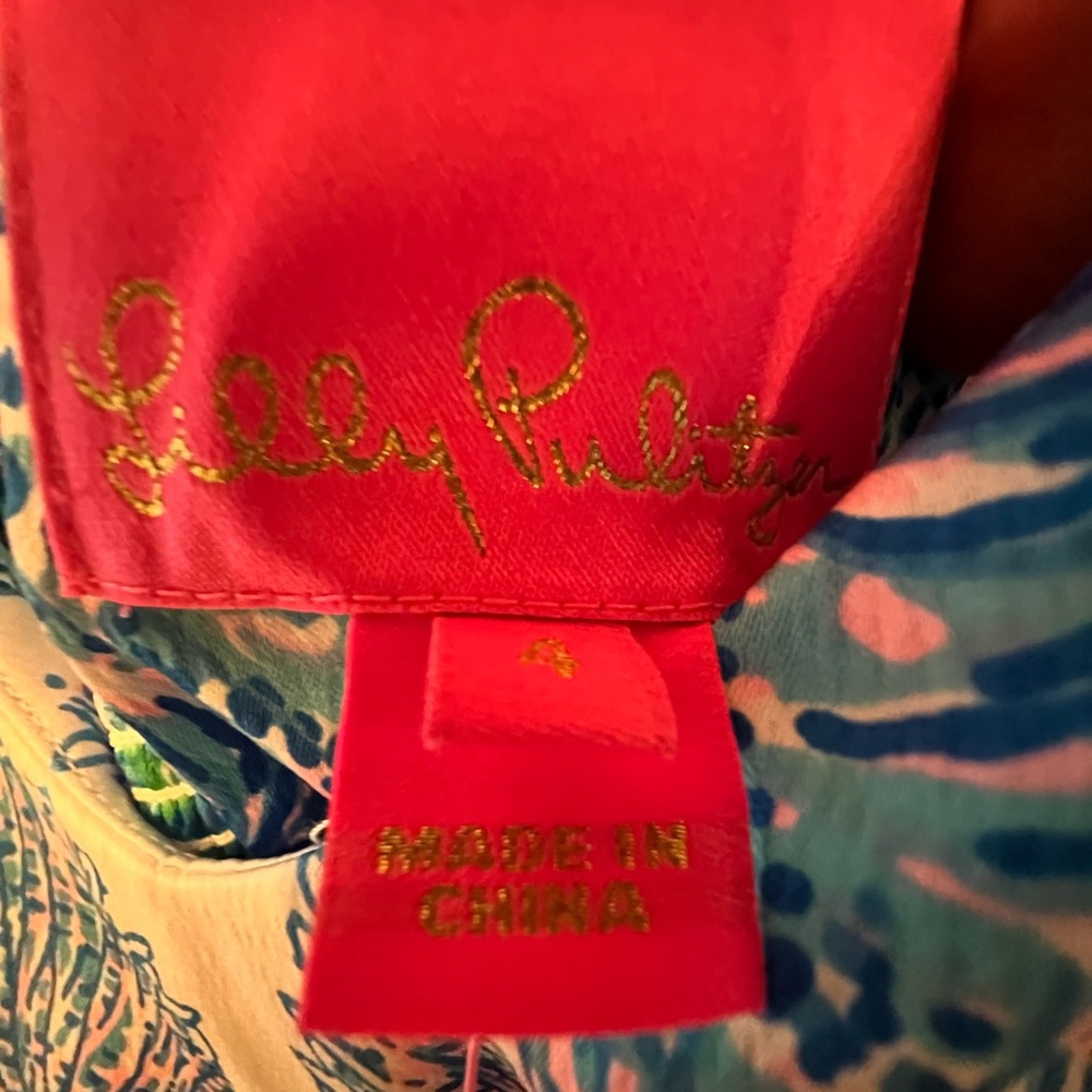 NWT Lilly Pulitzer Slip Dress in Las Olas Aqua Strong Current Sea Eng, size 4 - Picture 8 of 9